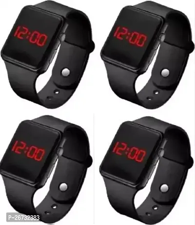 LED BLACK COLOUR DIGITAL WATCH FOR BOYS AND GIRLS A1 BLACK PACK OF 4-thumb0