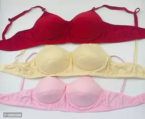 Women's Girls Skin Light-Pink Red Padded Bra Pack Of 3