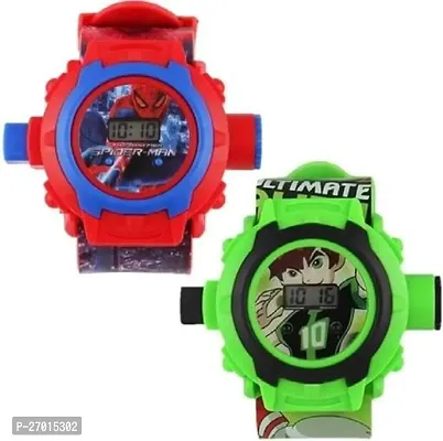 24 Images Projector Spider-Man Digital Watch for Boys / 24 Images Projector Ben-10 Digital Watch for Girls (Combo of 2) for Kids-thumb0