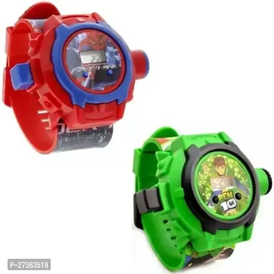 Digital Watch - For Boys  Girls Latest Ben-10 Spiderman Projector Digital watch (Pack of 2)-thumb0