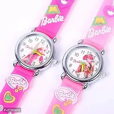 Barbie Pink  Purple Strap White dial Analog Wrist Watch Set of - 2