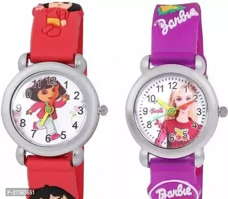 Barbie Red  Purple Strap White dial Analog Wrist Watch Set of - 2
