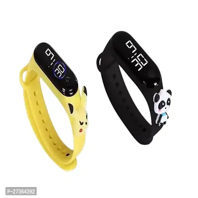 LED Watch Combo of 2 Cute Cartoon Character Yellow Black Waterproof LED-thumb0