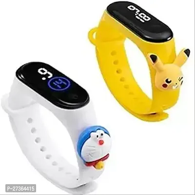 LED Watch Combo of 2 Cute Cartoon Character Yellow White Waterproof LED