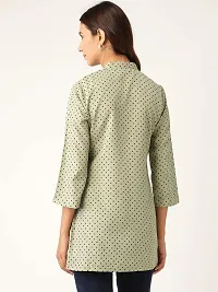 RIVI Olive Green Polka Dot Long Top-thumb3