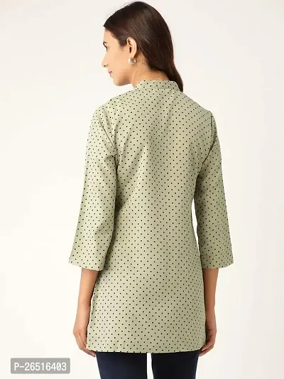 RIVI Olive Green Polka Dot Long Top-thumb4