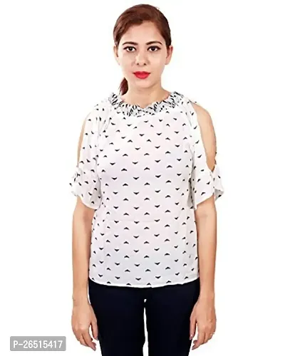 RIVI Women's Smoking Top Shirt in Blue Dot Rayon Print