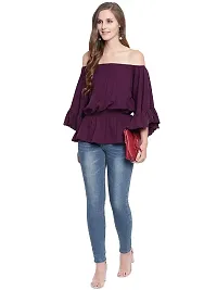 RIVI Stylish Purple Flair Wing Off Shoulder Top-thumb4