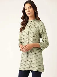 RIVI Olive Green Polka Dot Long Top-thumb2