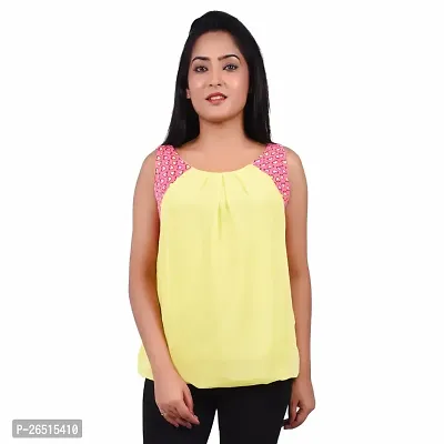 RIVI Designer Yellow Polyester Sleeveless Body Blouse Women's Top (RV008)-thumb2