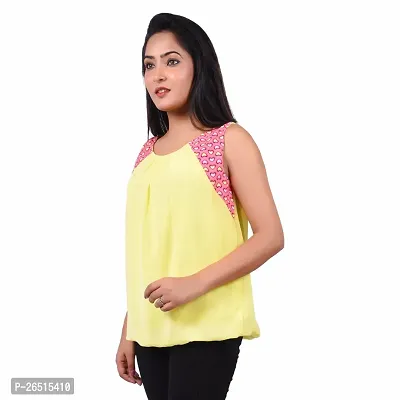 RIVI Designer Yellow Polyester Sleeveless Body Blouse Women's Top (RV008)-thumb3