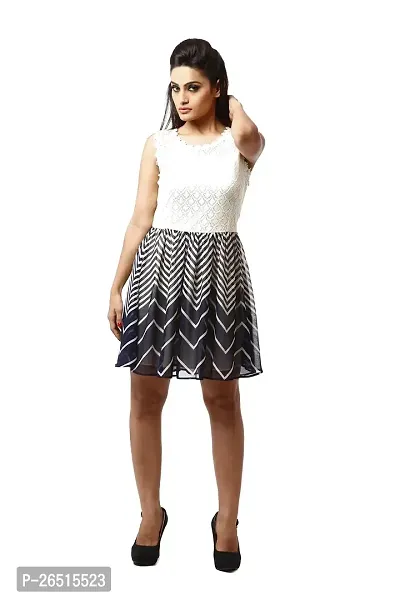 RIVI Designer White and Black Cotton Sleeveless Short Tunic Women's Dress (RV032)-thumb0
