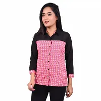 RIVI Designer Pink Polyester 3/4 Sleeves Button Down Women's Top (RV015)-thumb2