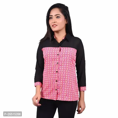 RIVI Designer Pink Polyester 3/4 Sleeves Button Down Women's Top (RV015)-thumb3