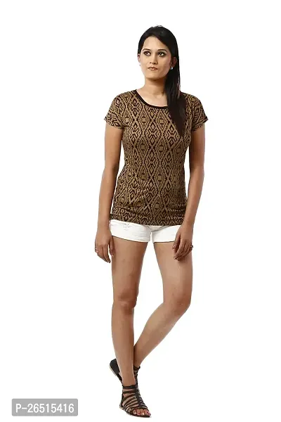 RIVI Designer Brown Polyester Half Sleeves Body Blouse Women's Top (RV017)