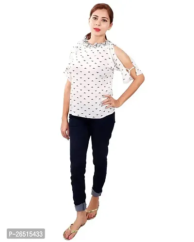 RIVI Designer Women's Rayon Crepe White Top (RV090)-thumb3