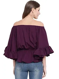 RIVI Stylish Purple Flair Wing Off Shoulder Top-thumb3