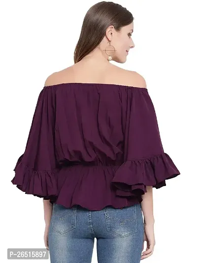 RIVI Stylish Purple Flair Wing Off Shoulder Top-thumb4