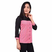 RIVI Designer Pink Polyester 3/4 Sleeves Button Down Women's Top (RV015)-thumb3