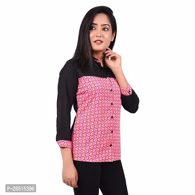 RIVI Designer Pink Polyester 3/4 Sleeves Button Down Women's Top (RV015)-thumb4