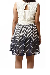 RIVI Designer White and Black Cotton Sleeveless Short Tunic Women's Dress (RV032)-thumb4