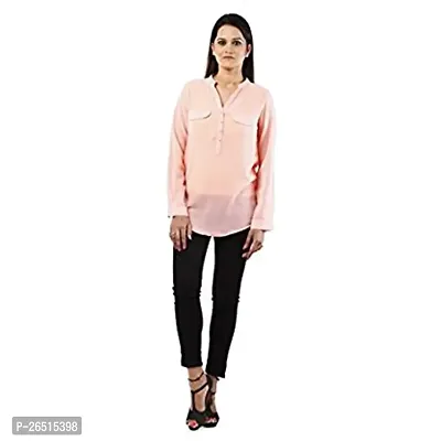 RIVI Designer Pink Polyester Full Sleeves Button Down Women's Top (RV026)