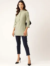 RIVI Olive Green Polka Dot Long Top-thumb4