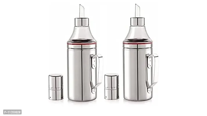 HENNOX Stainless Steel Nozzle Oil Dispenser 1 Litre | Oil Container | Oil Pourer | Oil Pot | Oil Can | Oil Bottle (1000ml Each)-pack of 2-thumb0