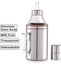 HENNOX Stainless Steel Nozzle Oil Dispenser 1 Litre | Oil Container | Oil Pourer | Oil Pot | Oil Can | Oil Bottle (1000ml Each)-pack of 2-thumb2
