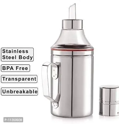HENNOX Stainless Steel Nozzle Oil Dispenser 1 Litre | Oil Container | Oil Pourer | Oil Pot | Oil Can | Oil Bottle (1000ml Each)-pack of 2-thumb3