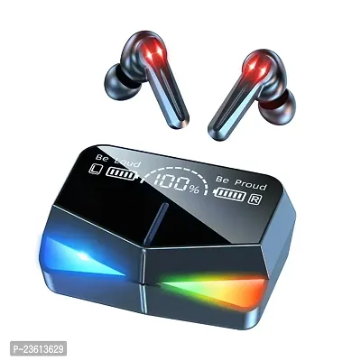 M28 Wireless Bluetooth Earbuds with Touch Control and Dual LED Charging Display, 180H Playtime Headphones with Noise Cancellation Low Latency Gaming TWS (Black, 1 Pair)
