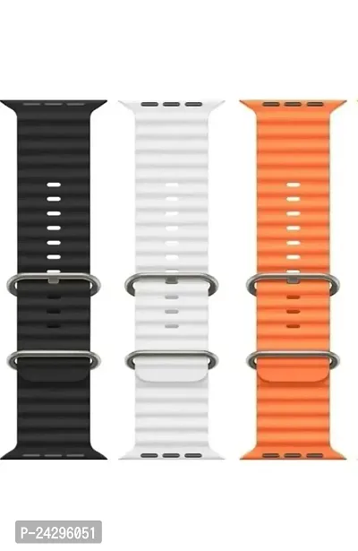 Kalpana's Ocean Ultra Band Compatible for Ultra Watch Band 49mm 44mm 45mm, Soft Silicone Adjustable Loop Titanium Buckle Sport Strap for iWatch Series Ultra SE 8 7 6 5 4 3 2 Women Men(pack of 3)