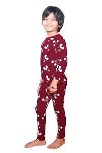 Stylish Rib Cotton Printed Sleepwear Top And Leggings Set-thumb1