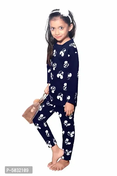 Stylish Rib Cotton Printed Sleepwear Top And Leggings Set-thumb2