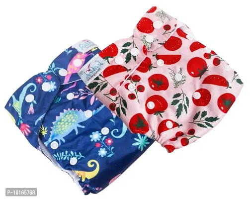 Combo Pack Of 2 Seabird Regular Washable  Reusable Cloth Diapers For Babies Assorted Cute Designs Fits Babies From 3-17 Kgs-thumb0