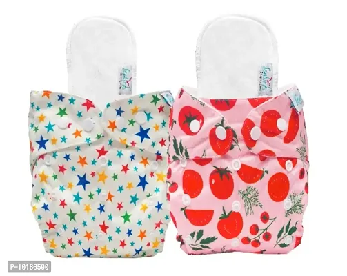 Seabird Regular Pack Of 2 Combo Freesize Adjustable, Washable  Reusable Cloth Diapers For Babies 0-3 Years With 2 Wet Free Insert Pad-thumb0