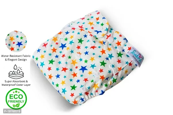 Seabird Regular Cloth Diaper For Baby | Washable  Reusable Cotton Cloth Diaper | 0-3 Years | Freesize | Adjustable | Reduces Rash | With 2 Quick Dry Pad/Insert Combo-thumb0