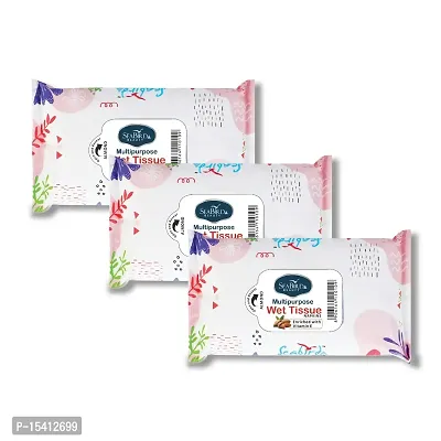 Seabird Gentle Natural Water Based Face Wipes ndash; Best For Adults|Nourishing Skin Care Oil-Free Facial Wipes For Everyday Use |Elevate your mood with every scent Pack Of 3 Combo (3 Refreshing Tissue Alm