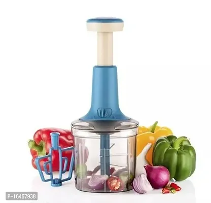 Food Chopper 1000ml, Steel Large Manual Hand-Press Vegetable Chopper Mixer Cutter to Cut Onion, Salad, Tomato, Potato-thumb0