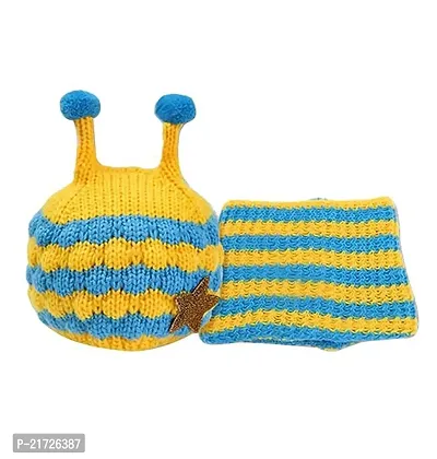 Brand Hub Cute Honeybee Winter Baby Crochet Hat and Scarf Kids Boys Girl Knitted Cap  Scarf (2-3 Year) Blue-thumb2