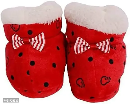 Brand Hub Cute Babies Booties (Toe to Heel Length - 10 cm, Red)-thumb0