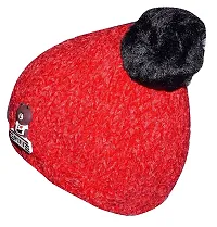 Riya Collection Babies Woolen Cap with POM POM RED-thumb1