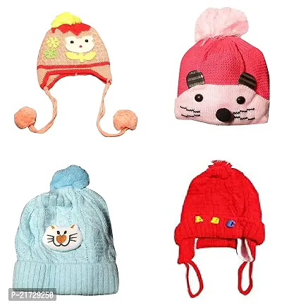 Riya Collection Woollen Cap for Kids (2-3 Years) Pack of-4-thumb0