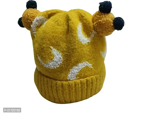 Brand Hub Yellow Winter Knitted Pom Pom Cap for Baby Boys and Baby Girls (12-18 Months)