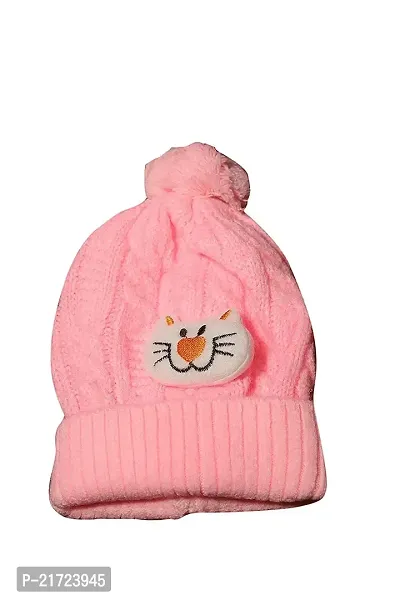 Brand Hub Winter Woolen Cap Handmade Baby Icelandic Inca Beanie with Pompom Cap (Pack of 1) Orange-thumb0