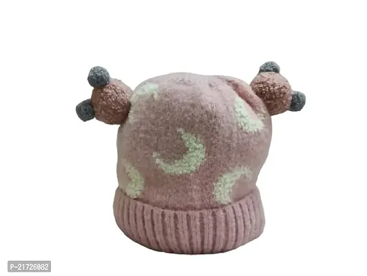 MANOKAMNA CREATION 1Pcs Pink Winter Knitted Pom Cap for Baby Boys and Baby Girls (12-18 Months)