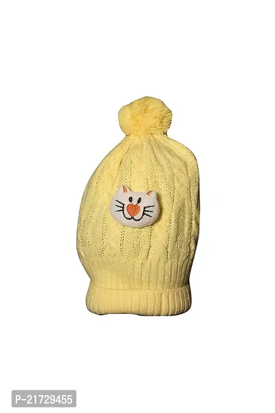 Riya Collection Winter Woolen Cap Handmade Baby Icelandic Inca Beanie with Pompom Cap (Pack of 1) Yellow 9 1-2 Years