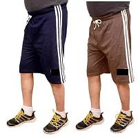 MANOKAMNA CREATION Combo Men's|Boy's Cotton Hosiery Relaxed Shorts/Bermuda - Pack of 2 - (1 Blue + 1 Brown)-thumb1
