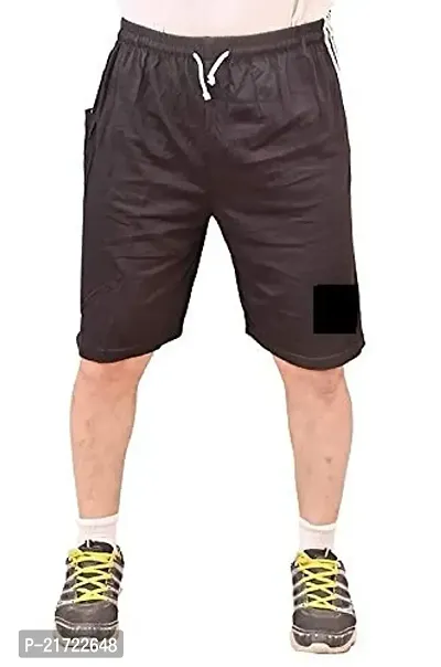 Men's|Boy's Cotton Hosiery Relaxed Shorts/Bermuda L Size Black Color-thumb0