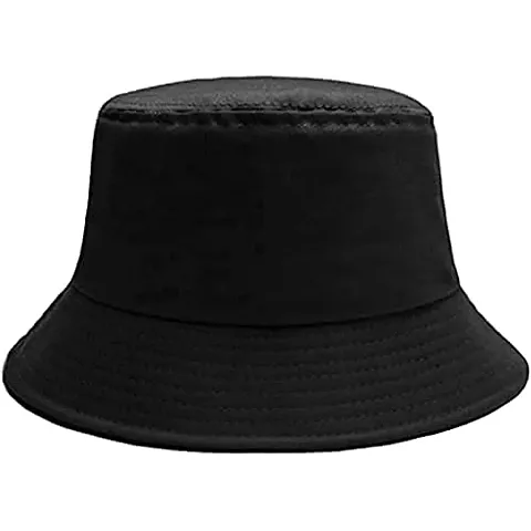 Riya Collection Unisex 100% Cotton Foldable Bucket Beach Sun Hat Black